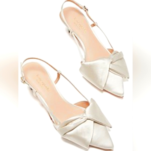 Kate Spade New York Marseille Bow Satin Slinkback Pump Ivory Size 10 New NWB - Picture 1 of 5